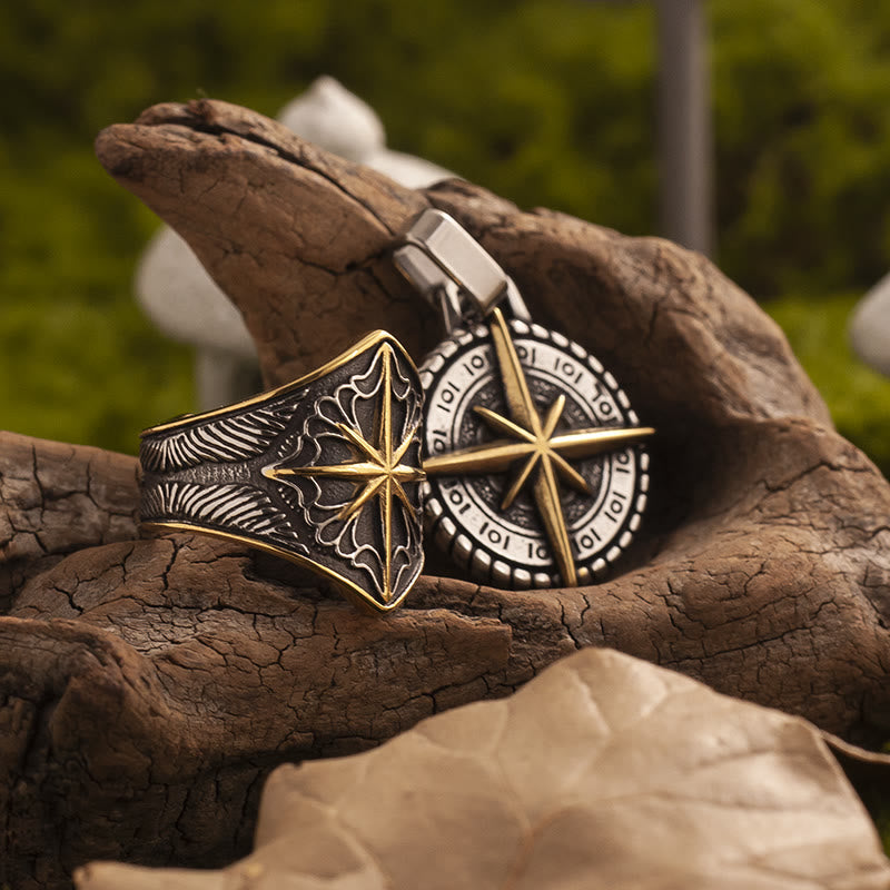 WorldNorse Six Pointed Star Stainless Steel Ring