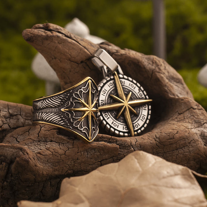 WorldNorse Six Pointed Star Stainless Steel Ring