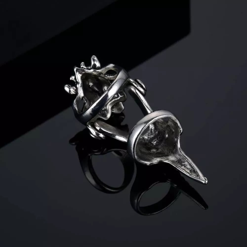 WorldNorse Norse Dragon Skull Full Finger Ring