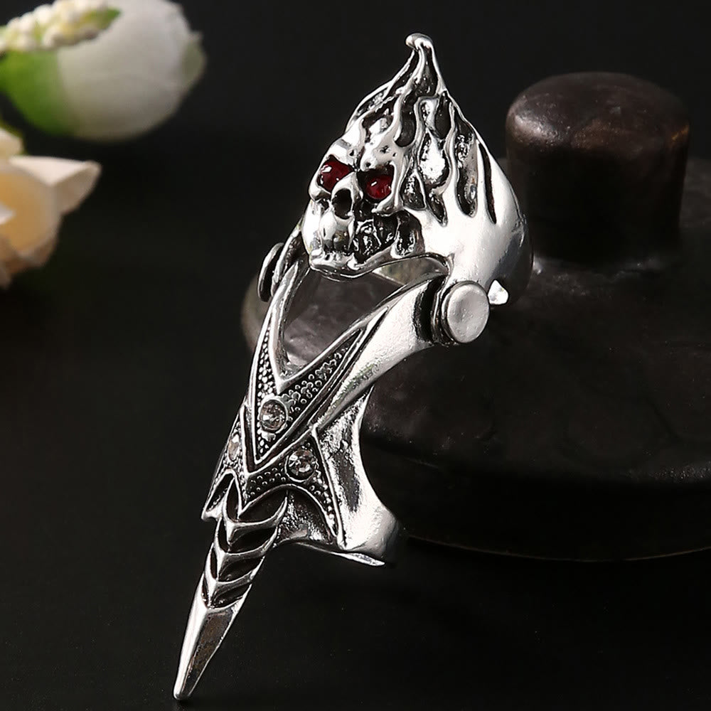 WorldNorse Norse Dragon Skull Full Finger Ring