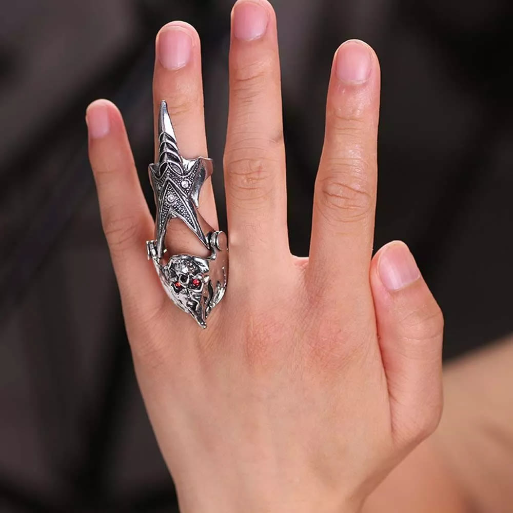 WorldNorse Norse Dragon Skull Full Finger Ring