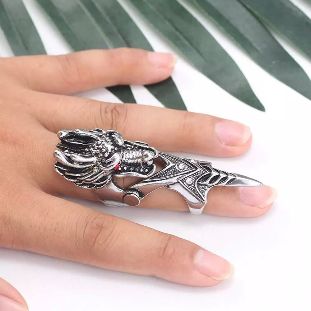 WorldNorse Norse Dragon Skull Full Finger Ring