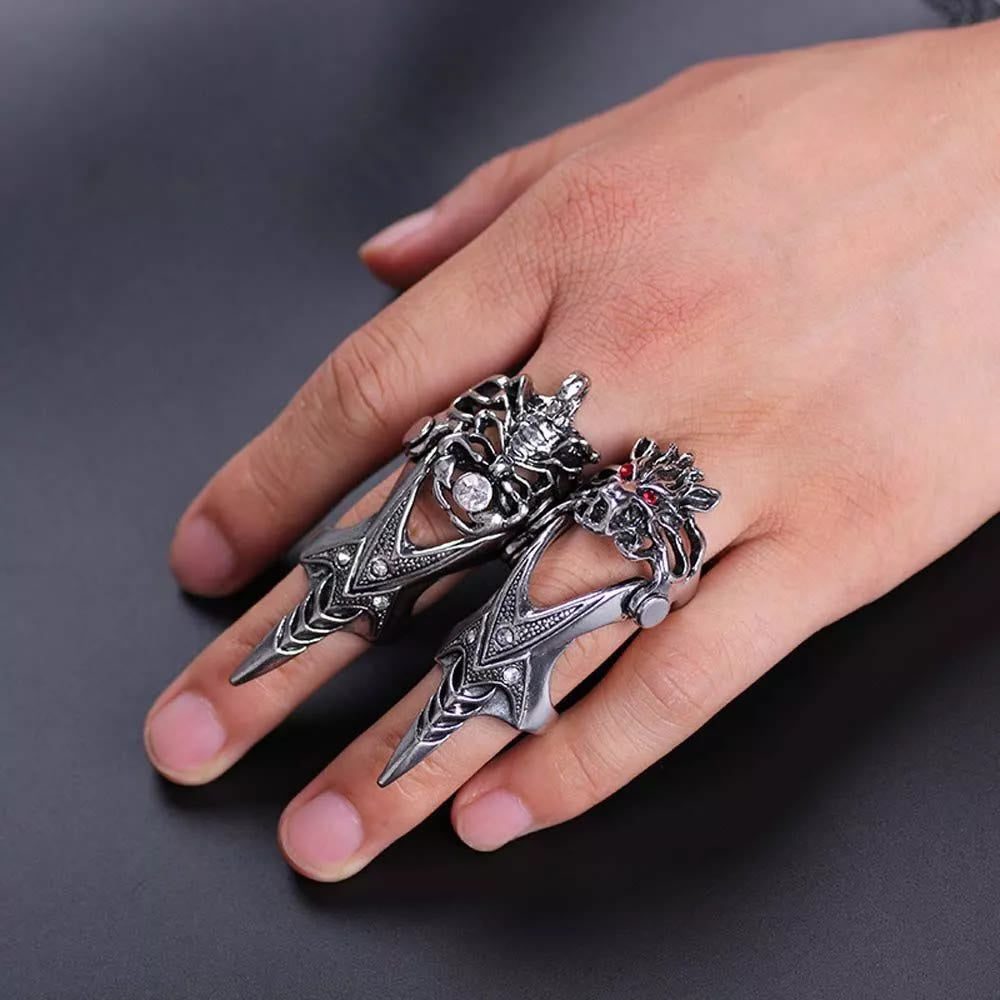 WorldNorse Norse Dragon Skull Full Finger Ring