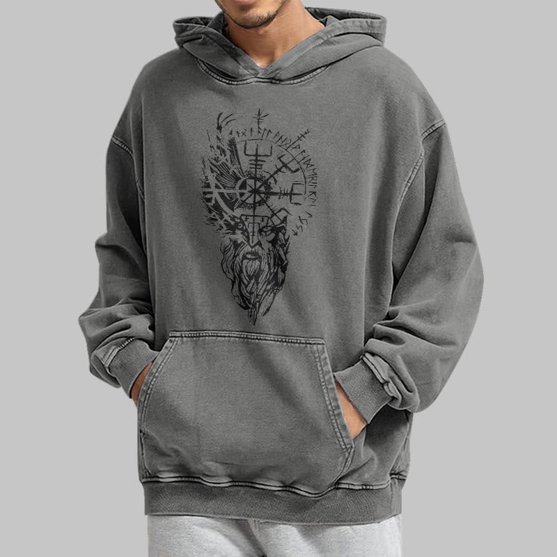 WorldNorse Viking Old Man Vegvisir Washed Hoodie - image 15