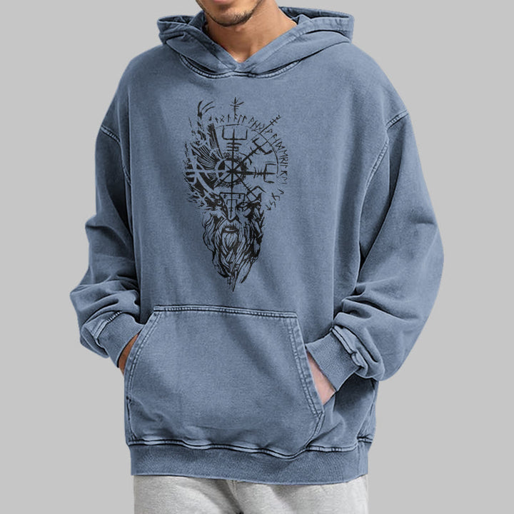 WorldNorse Viking Old Man Vegvisir Washed Hoodie - image 22