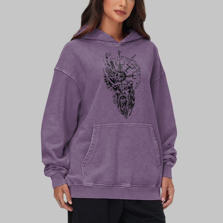 WorldNorse Viking Old Man Vegvisir Washed Hoodie - image 39