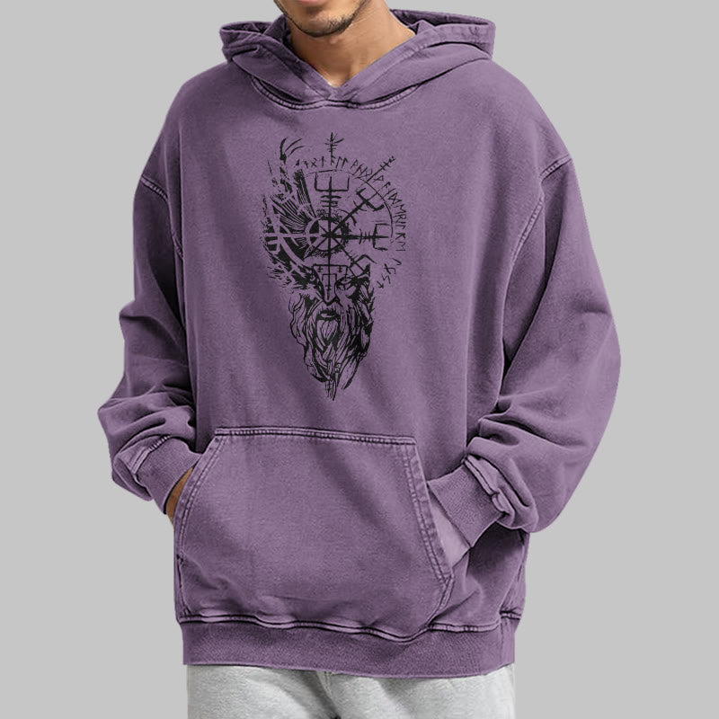 WorldNorse Viking Old Man Vegvisir Washed Hoodie - image 36