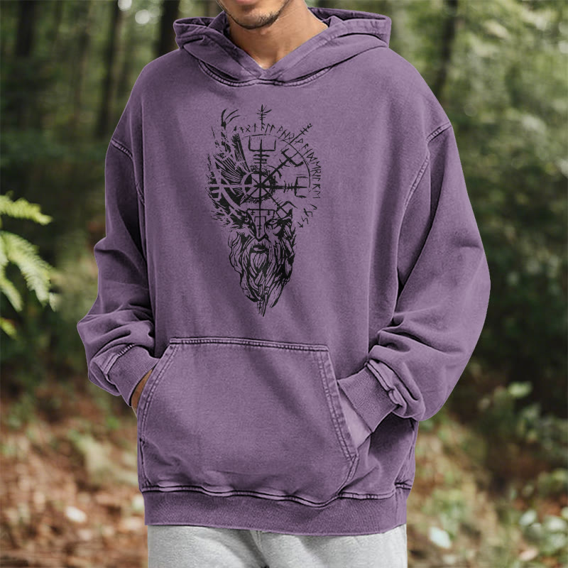 WorldNorse Viking Old Man Vegvisir Washed Hoodie - image 38