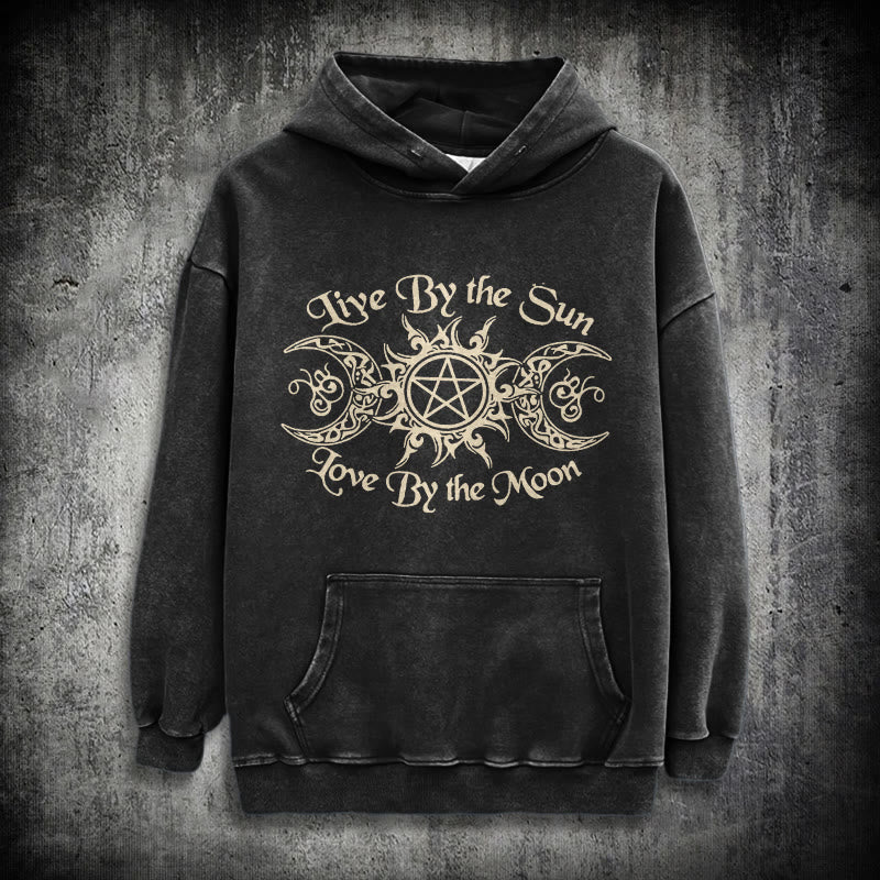 WorldNorse Live By The Sun Celtic Knot Washed Hoodie - Black - 3XL - image 1