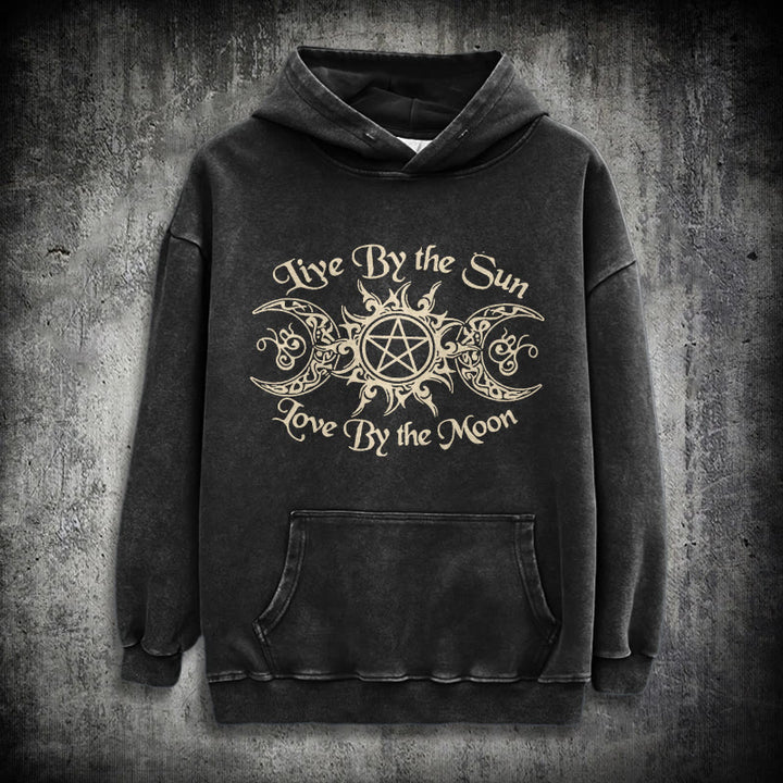 WorldNorse Live By The Sun Celtic Knot Washed Hoodie - Black - 3XL - image 1