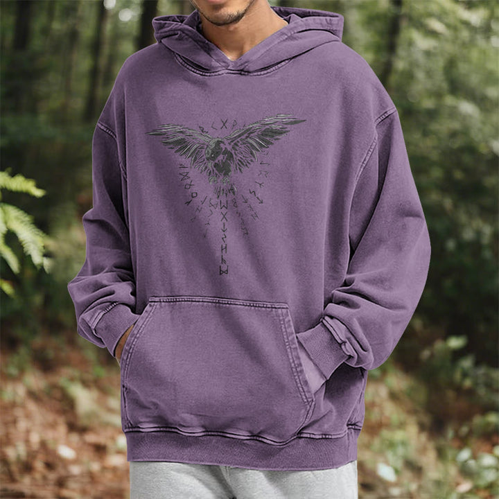 WorldNorse Raven Eagle Graphic Washed Hoodie - image 38