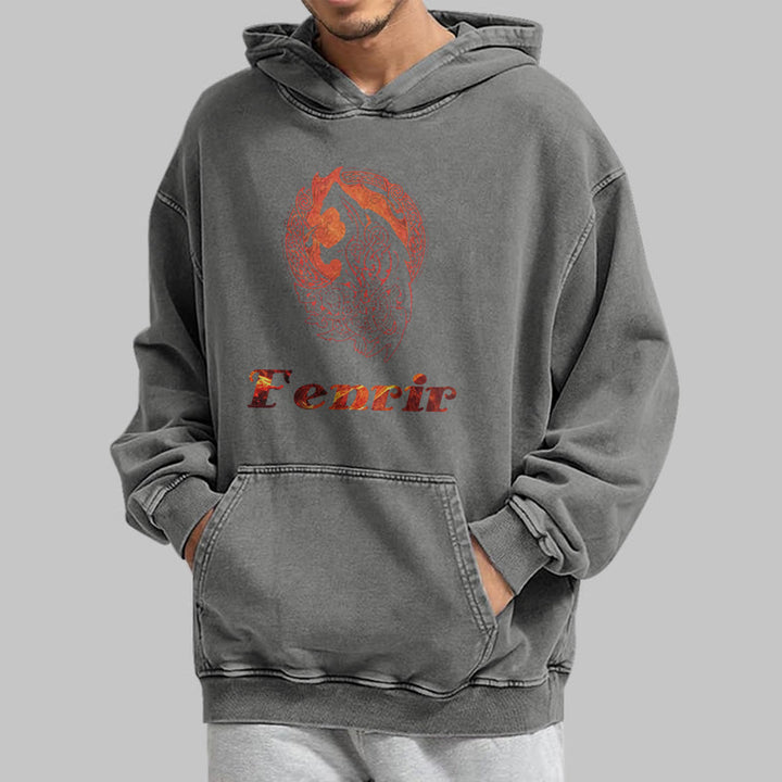 WorldNorse Fenrir Wolve Fire Washed Hoodie - image 15