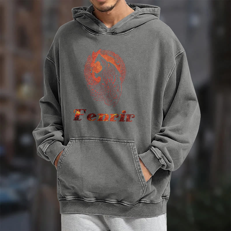 WorldNorse Fenrir Wolve Fire Washed Hoodie - image 17