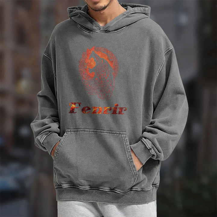 WorldNorse Fenrir Wolve Fire Washed Hoodie - image 17