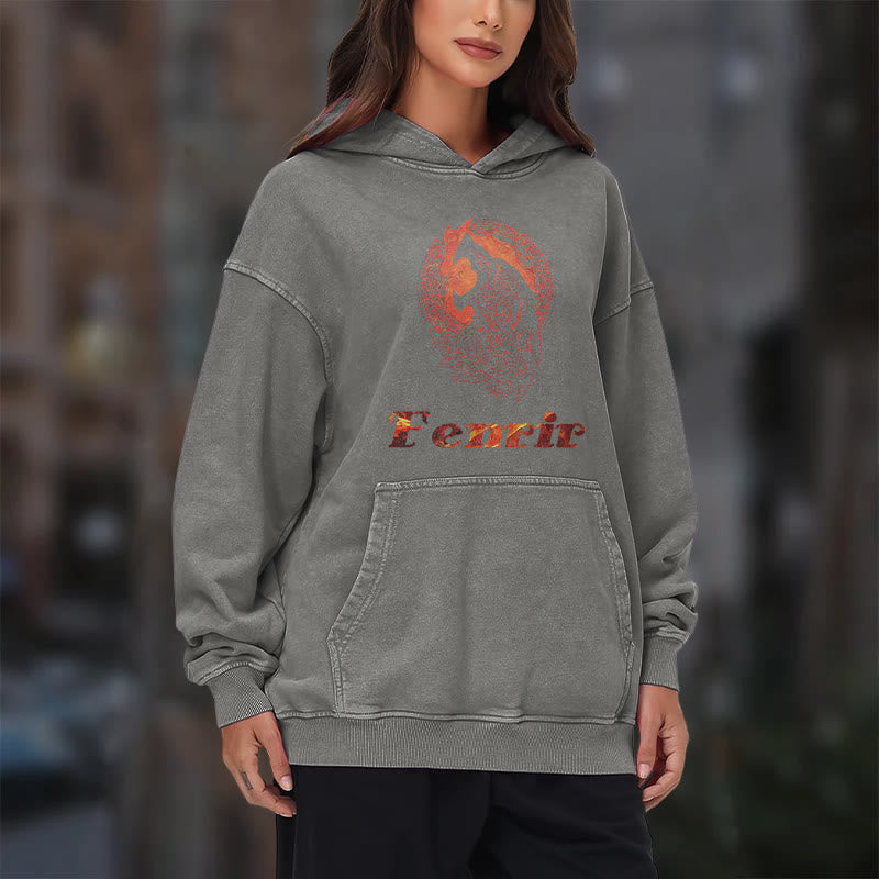 WorldNorse Fenrir Wolve Fire Washed Hoodie - image 18
