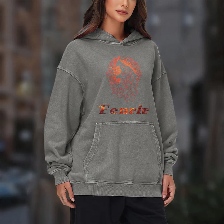 WorldNorse Fenrir Wolve Fire Washed Hoodie - image 18