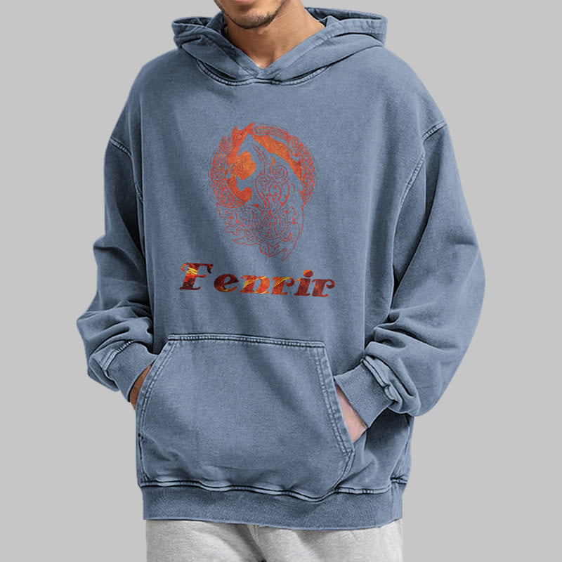 WorldNorse Fenrir Wolve Fire Washed Hoodie - image 22
