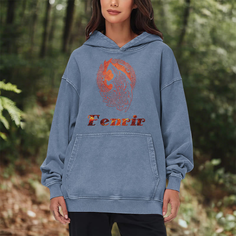WorldNorse Fenrir Wolve Fire Washed Hoodie - image 25