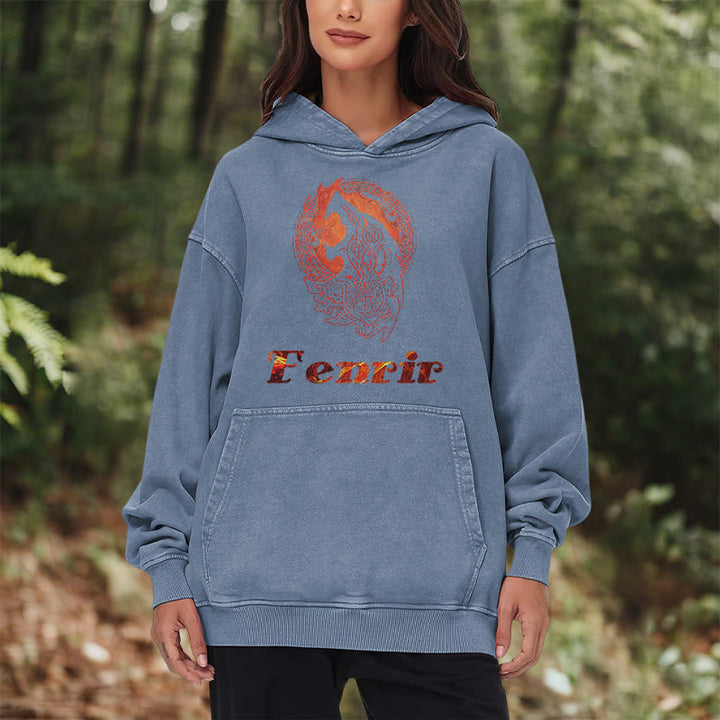 WorldNorse Fenrir Wolve Fire Washed Hoodie - image 25