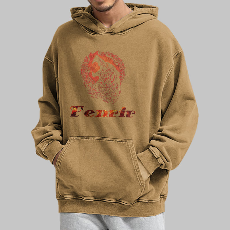 WorldNorse Fenrir Wolve Fire Washed Hoodie - image 29