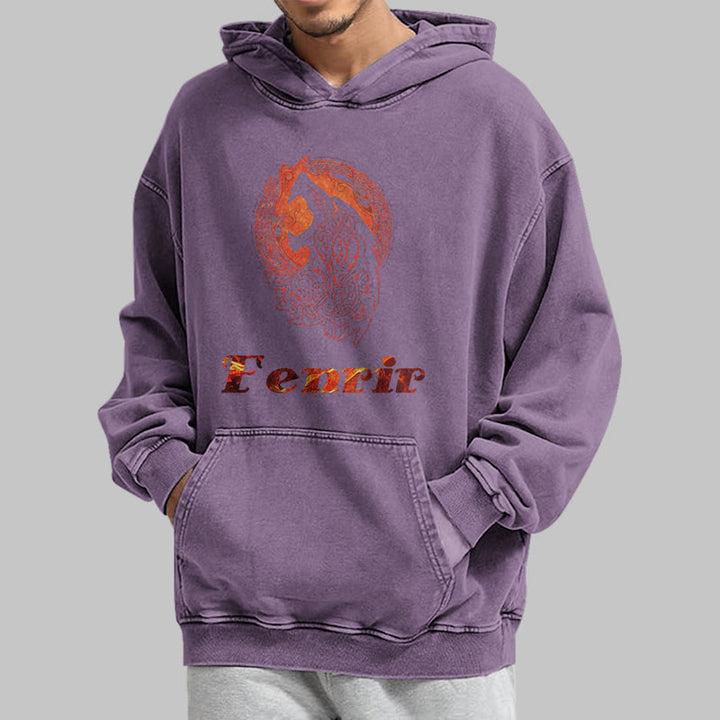 WorldNorse Fenrir Wolve Fire Washed Hoodie - image 36
