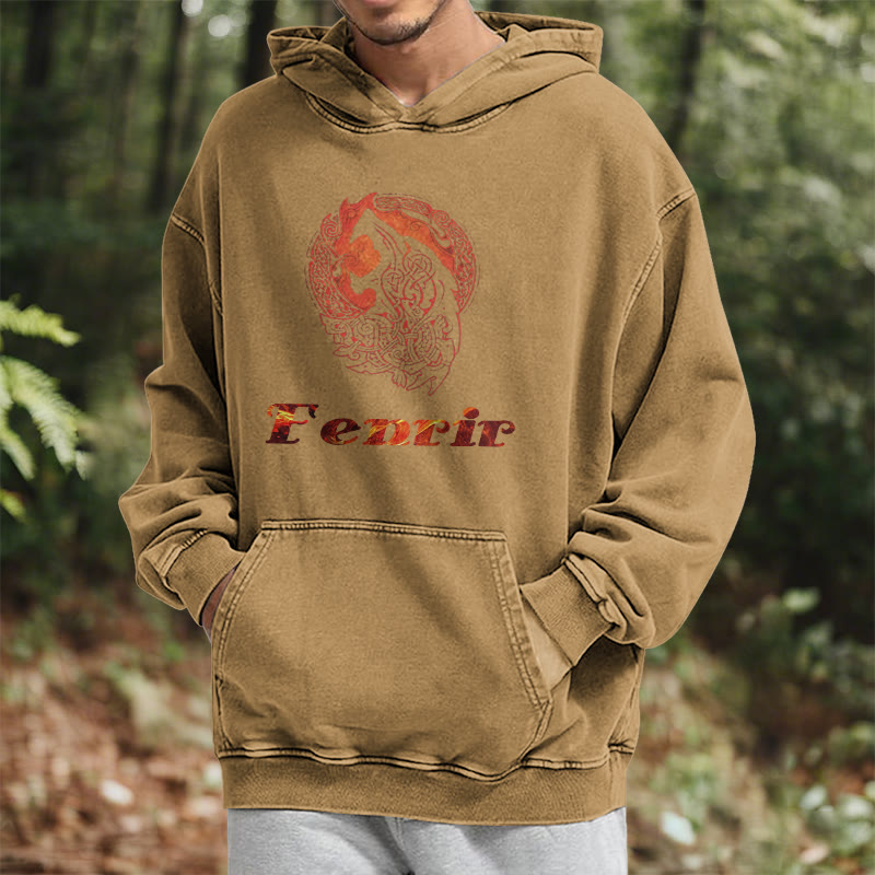WorldNorse Fenrir Wolve Fire Washed Hoodie - image 31