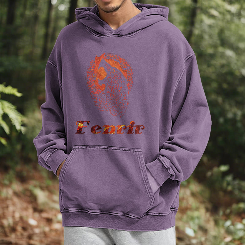 WorldNorse Fenrir Wolve Fire Washed Hoodie - image 37