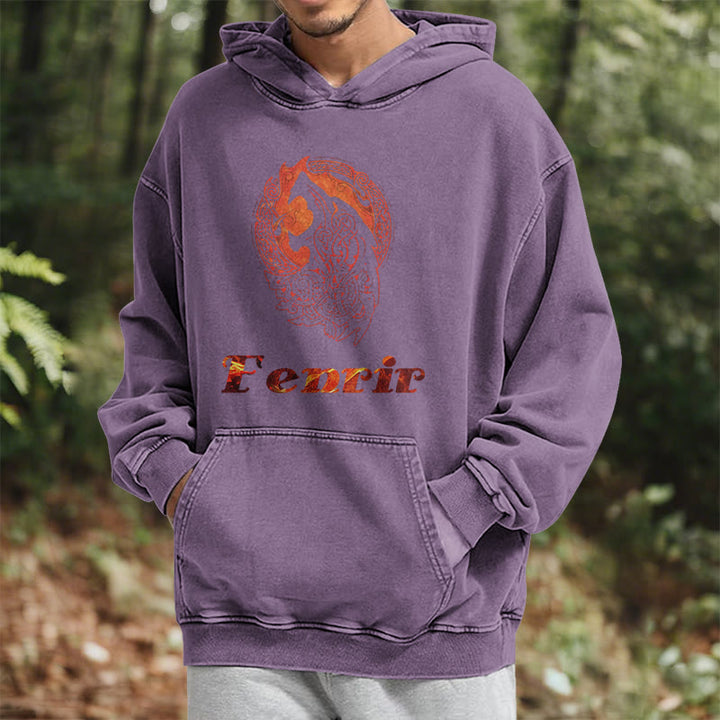 WorldNorse Fenrir Wolve Fire Washed Hoodie - image 37