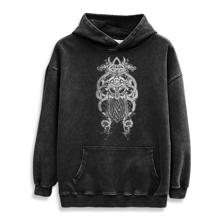 WorldNorse Odin Thor's Hammer Double-Sided Washed Hoodie - image 5