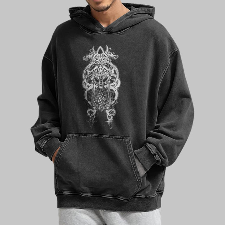WorldNorse Odin Thor's Hammer Double-Sided Washed Hoodie - image 7