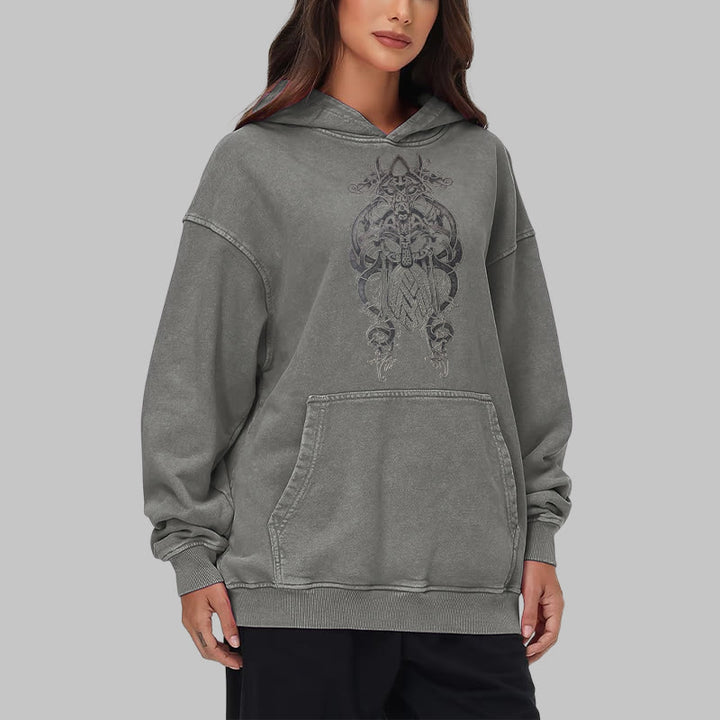 WorldNorse Odin Thor's Hammer Double-Sided Washed Hoodie - image 21