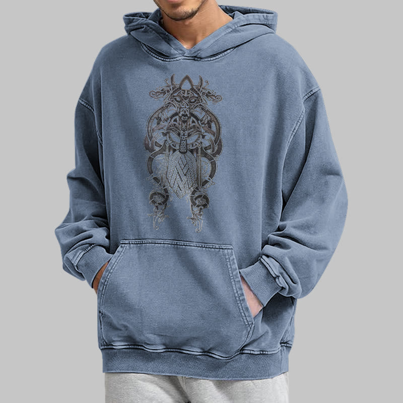 WorldNorse Odin Thor's Hammer Double-Sided Washed Hoodie - image 25
