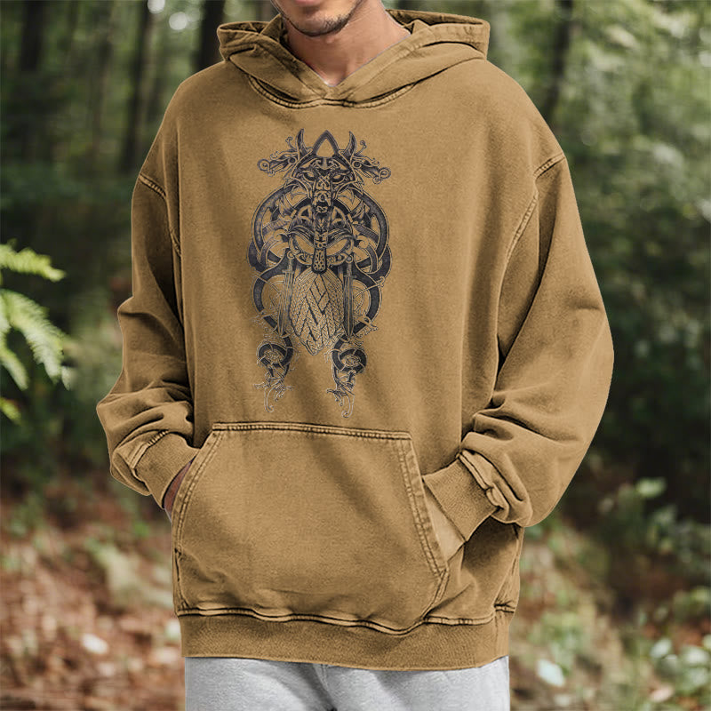 WorldNorse Odin Thor's Hammer Double-Sided Washed Hoodie - image 31
