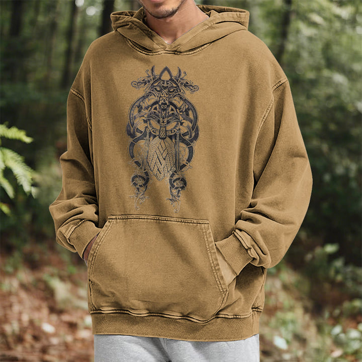 WorldNorse Odin Thor's Hammer Double-Sided Washed Hoodie - image 31