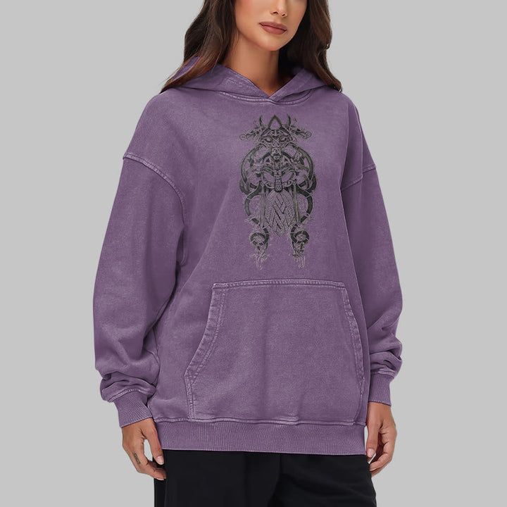 WorldNorse Odin Thor's Hammer Double-Sided Washed Hoodie - image 39