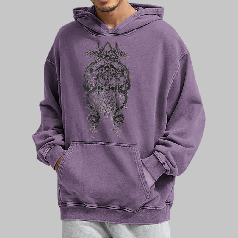 WorldNorse Odin Thor's Hammer Double-Sided Washed Hoodie - image 37