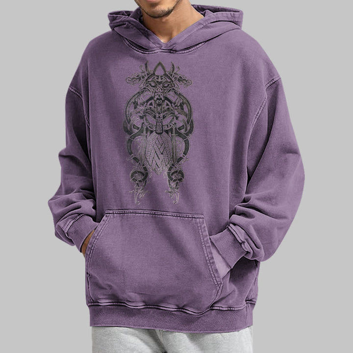 WorldNorse Odin Thor's Hammer Double-Sided Washed Hoodie - image 37