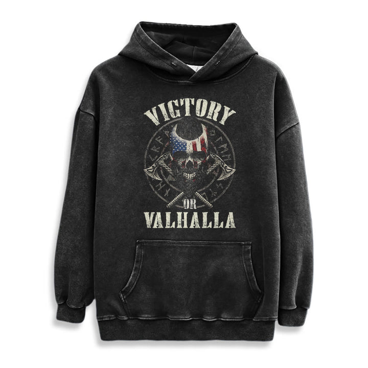 WorldNorse Victory Or Valhalla Warrior Washed Hoodie - image 3