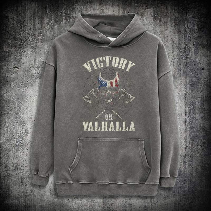 WorldNorse Victory Or Valhalla Warrior Washed Hoodie - Grey - 3XL - image 15