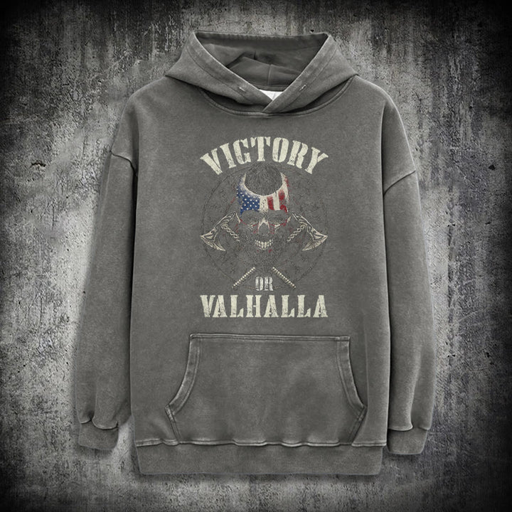 WorldNorse Victory Or Valhalla Warrior Washed Hoodie - Grey - 3XL - image 15