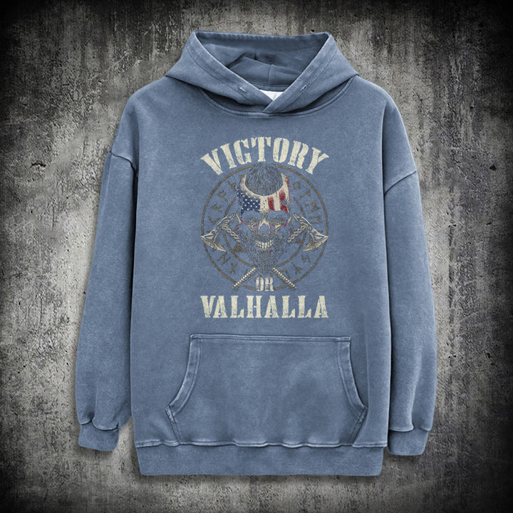 WorldNorse Victory Or Valhalla Warrior Washed Hoodie - Blue - 3XL - image 22