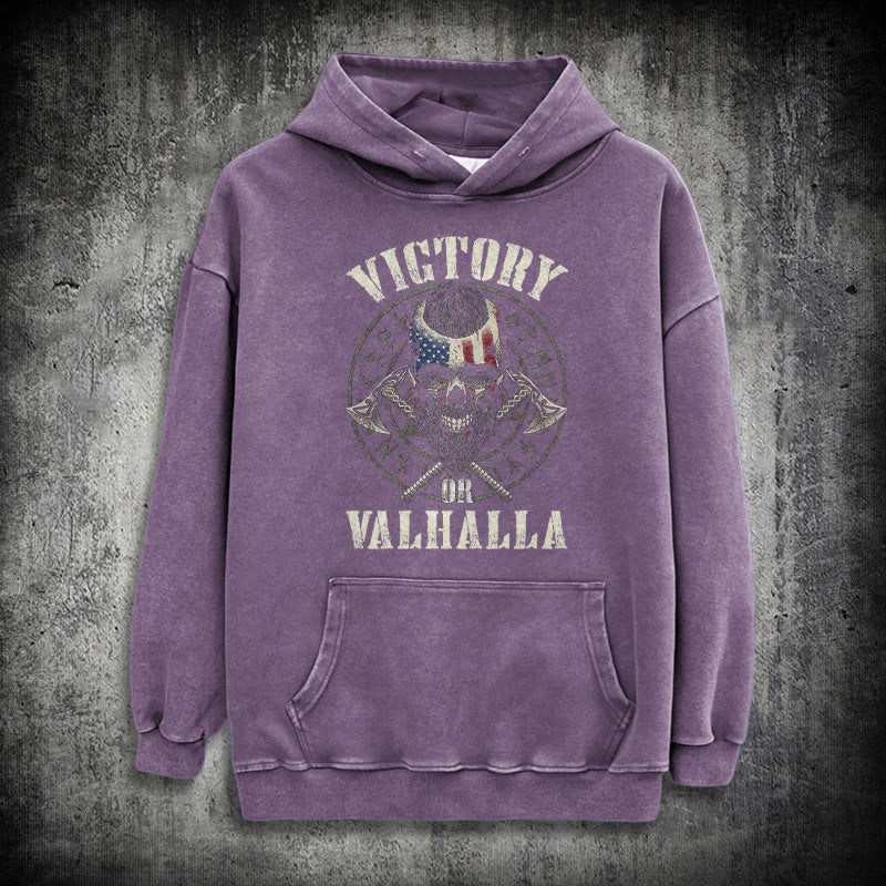 WorldNorse Victory Or Valhalla Warrior Washed Hoodie - Purple - 3XL - image 35