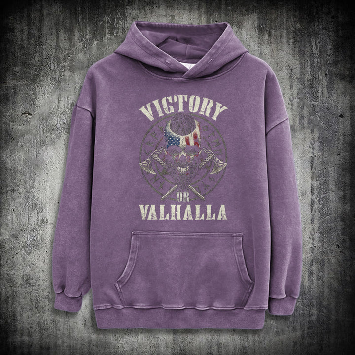 WorldNorse Victory Or Valhalla Warrior Washed Hoodie - Purple - 3XL - image 35