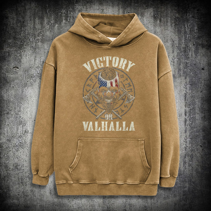 WorldNorse Victory Or Valhalla Warrior Washed Hoodie - Khaki - 3XL - image 29