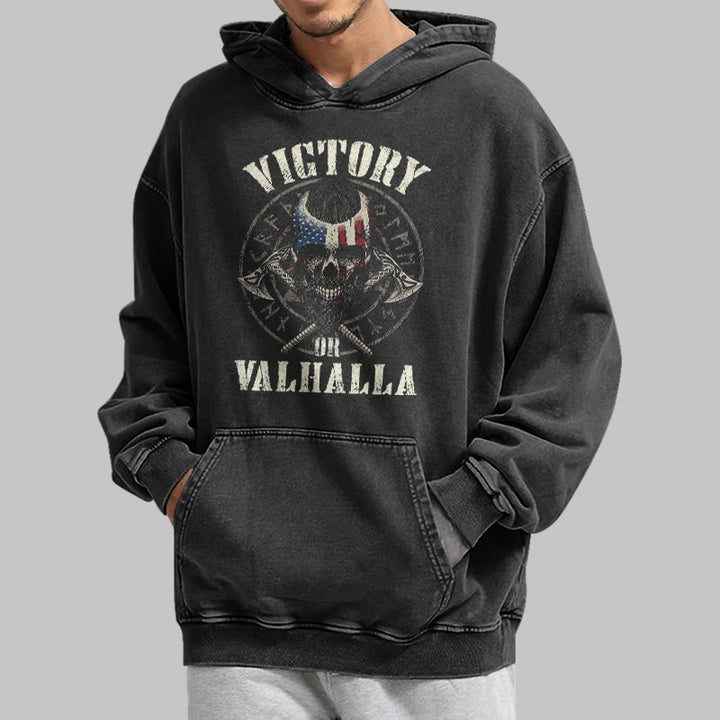 WorldNorse Victory Or Valhalla Warrior Washed Hoodie - image 5
