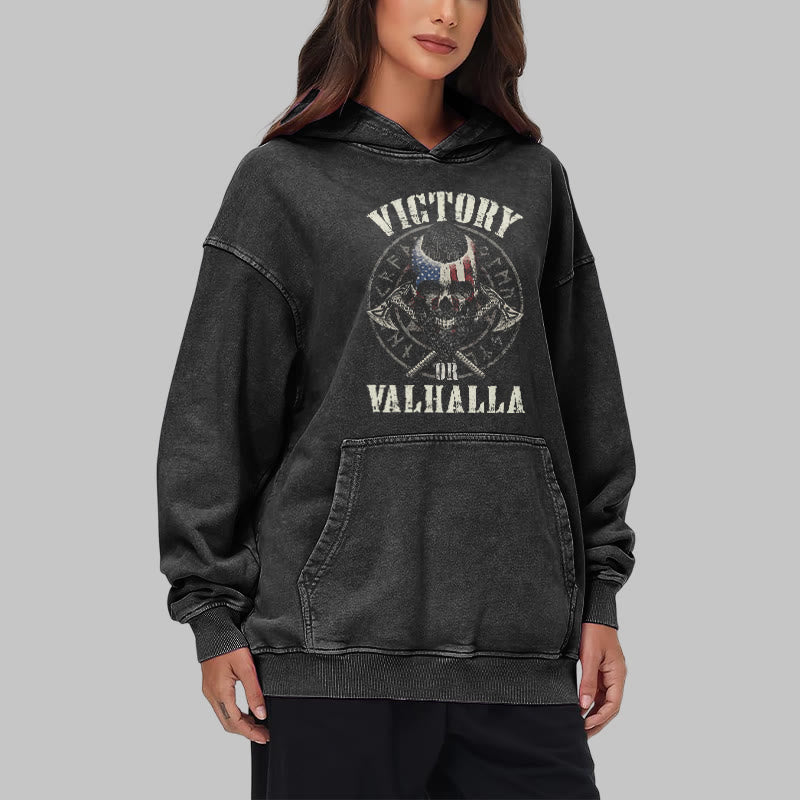 WorldNorse Victory Or Valhalla Warrior Washed Hoodie - image 11
