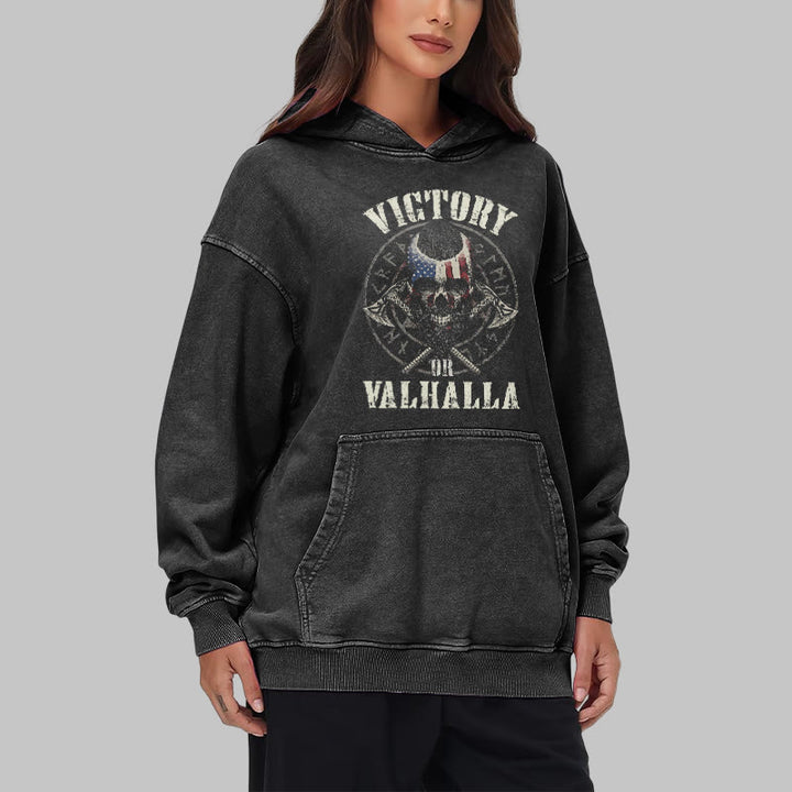 WorldNorse Victory Or Valhalla Warrior Washed Hoodie - image 11