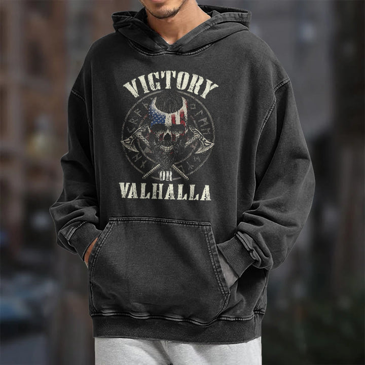 WorldNorse Victory Or Valhalla Warrior Washed Hoodie - image 9