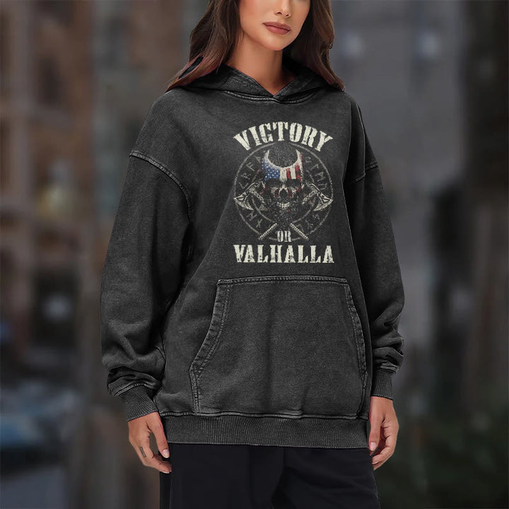 WorldNorse Victory Or Valhalla Warrior Washed Hoodie - image 14