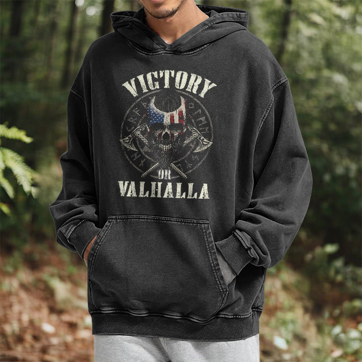 WorldNorse Victory Or Valhalla Warrior Washed Hoodie - image 7
